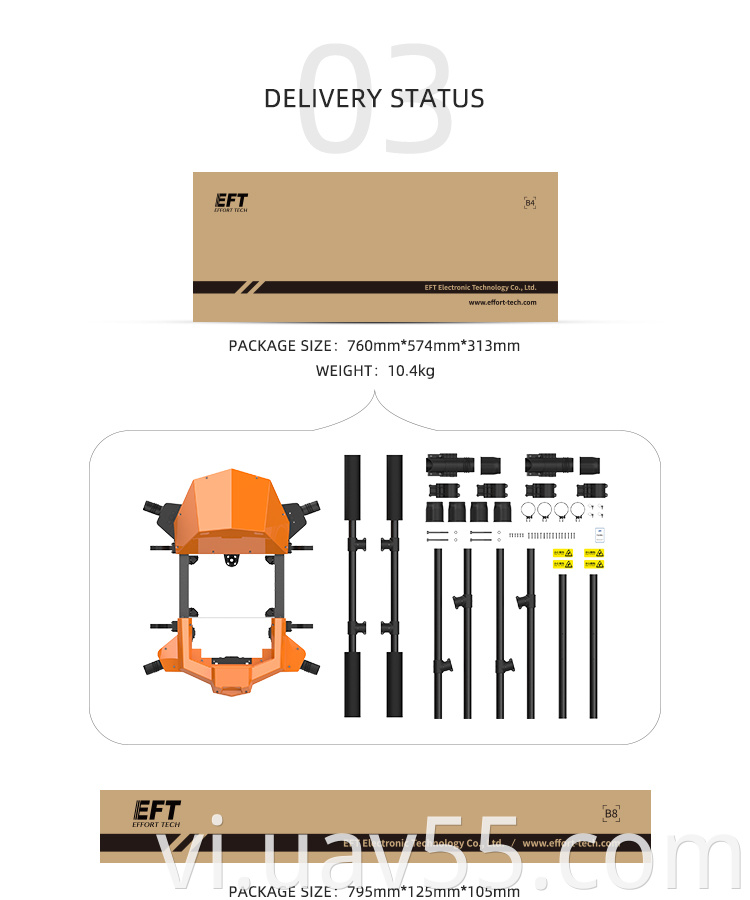 eft gx series g630 30l agriculture drone frame